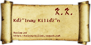 Kálnay Kilián névjegykártya